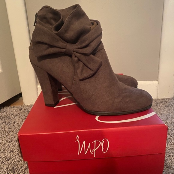 Impo Brown Suede Booties with Bow - Picture 1 of 5